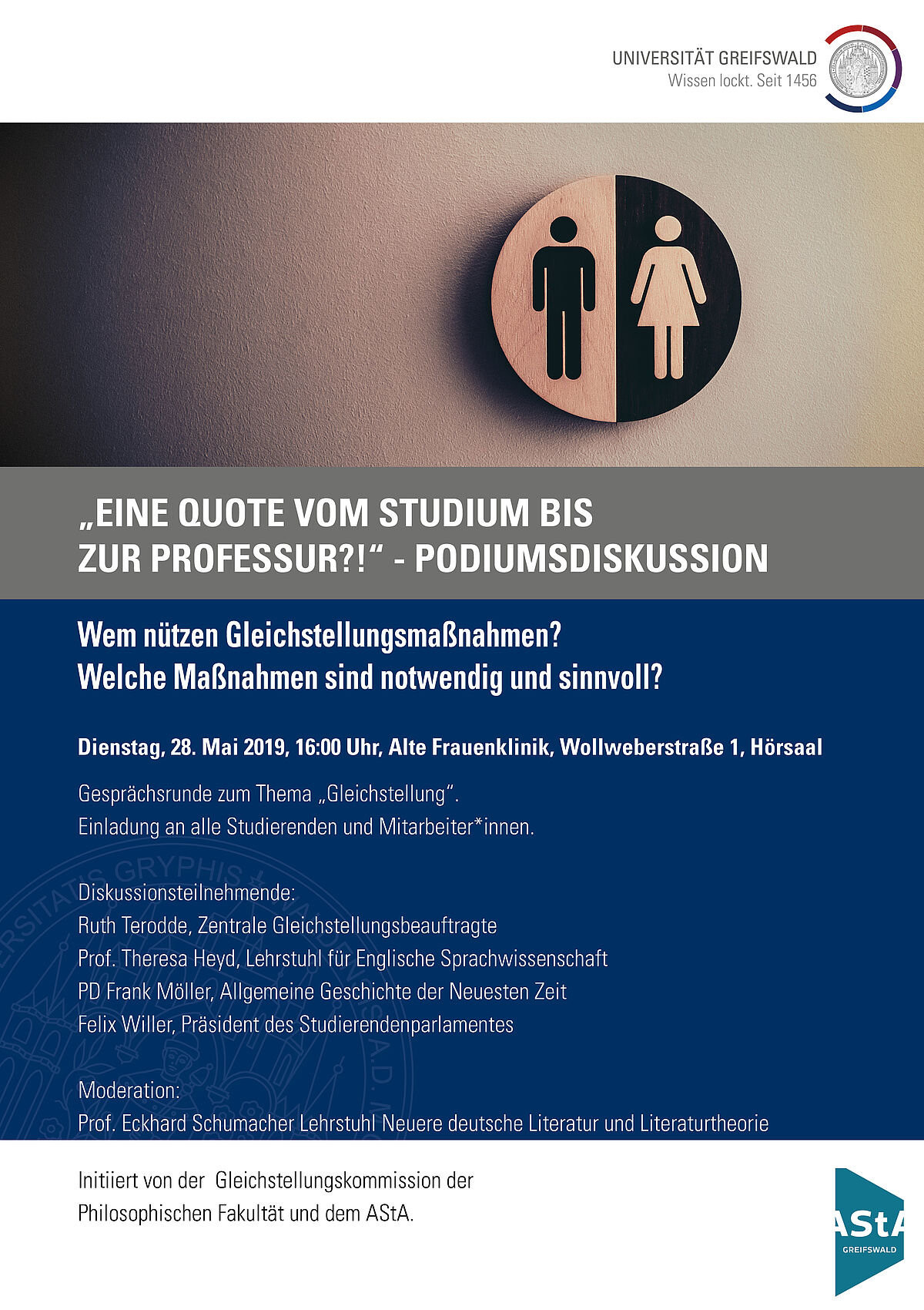 „Eine Quote vom Studium bis zur Professur?!“ – Offene Diskussion zum Thema Gleichstellung an der Uni Greifswald